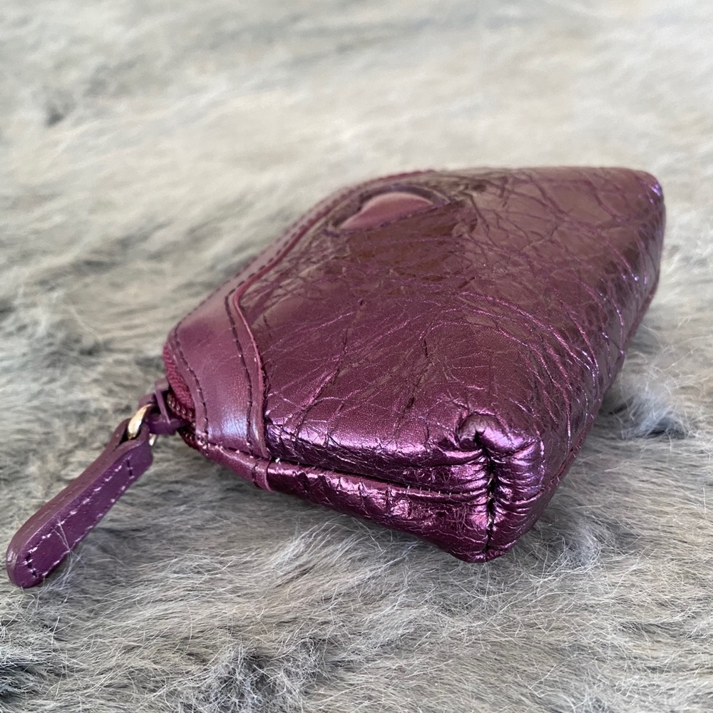 Brighton Distressed Purple Leather Coin Purse - Picture 2 of 5